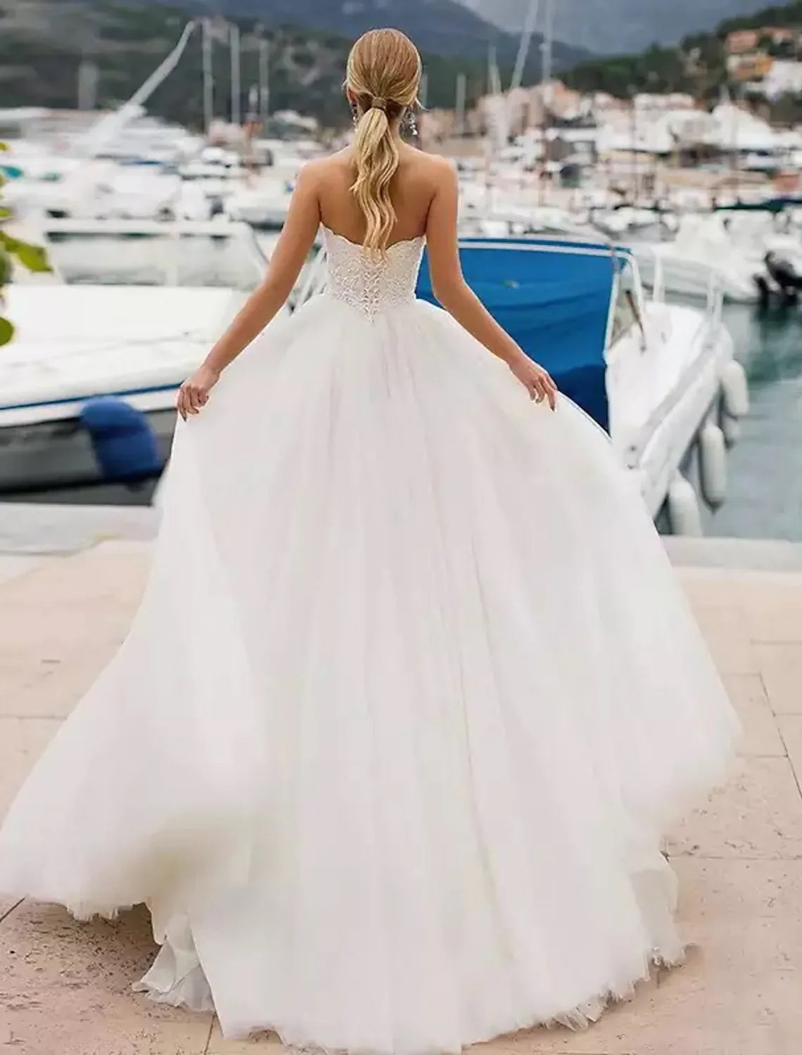 Beach Formal Wedding Dresses Ball Gown Strapless Strapless
