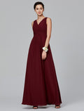 Bridesmaid Dress V Neck Sleeveless Floor Length with Side Draping