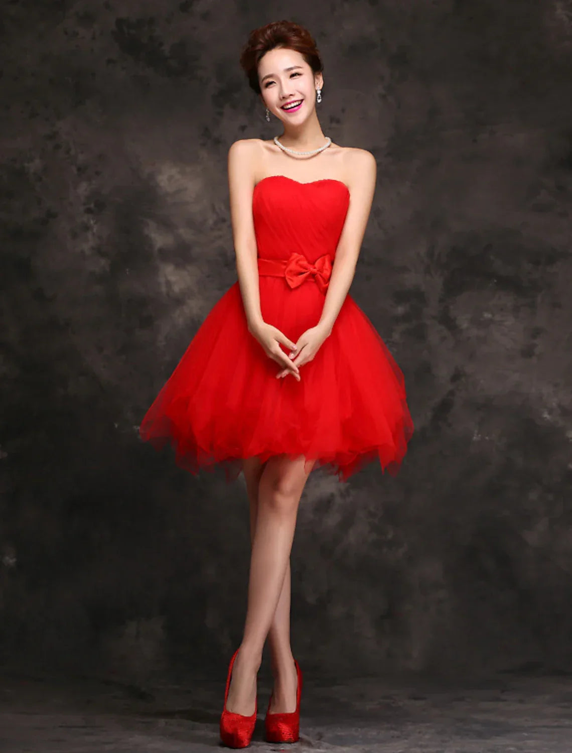Ball Gown Cocktail Dresses Vintage Dress Homecoming Party Wear Short / Mini Sleeveless Sweetheart with Bow(s) Ruffles