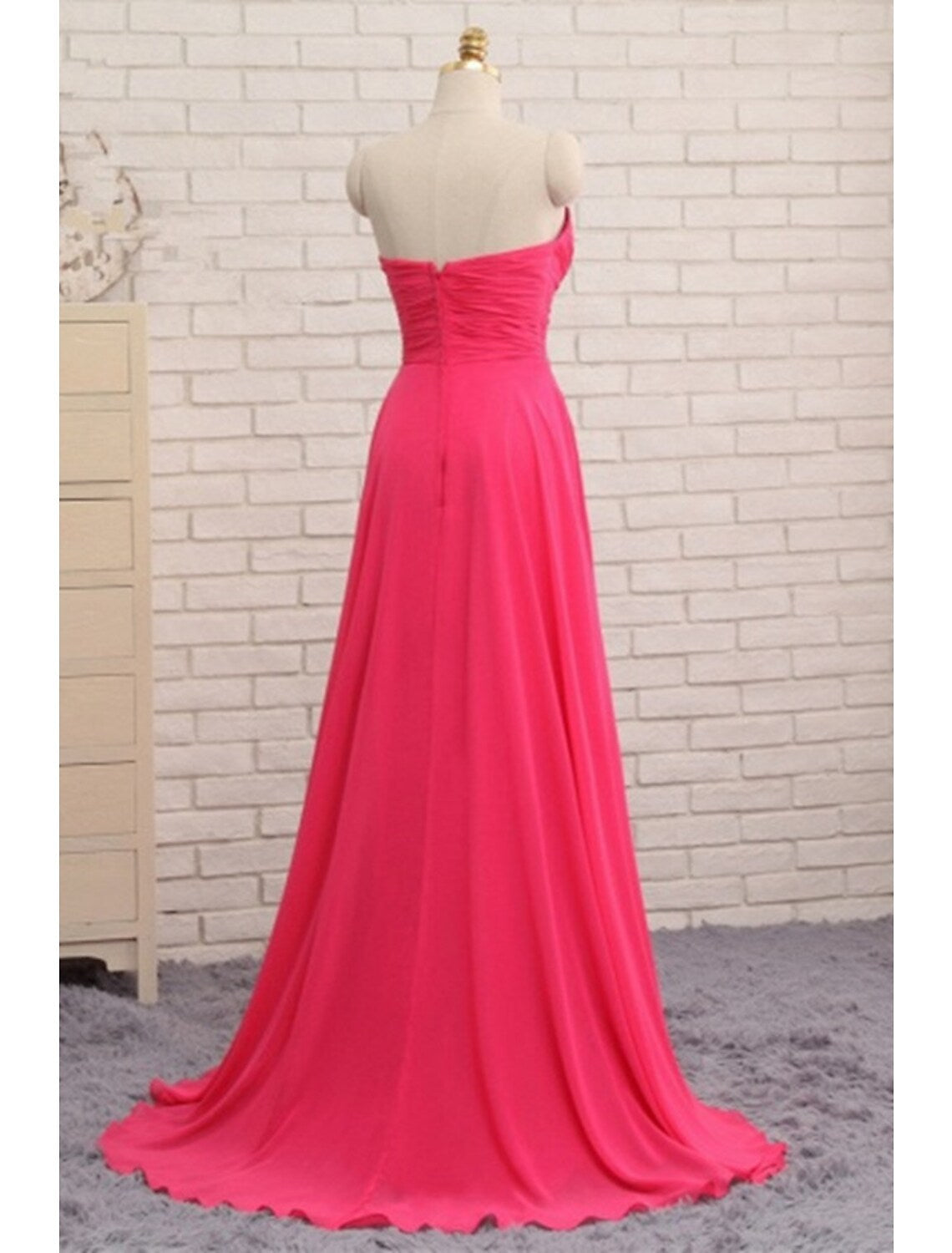 Formal Asymmetrical Sleeveless Strapless Backless with Rhinestone Ruched Ruffles
