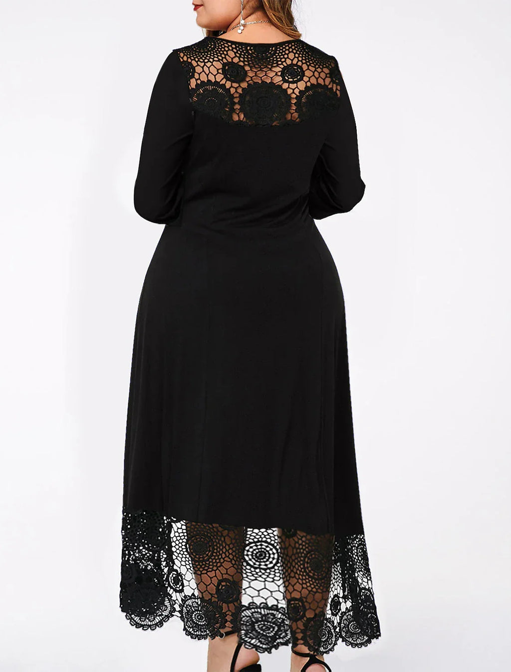 Cocktail Dresses Plus Size Dress Party Wear Wedding Guest Ankle Length Long Sleeve Jewel Neck Spandex