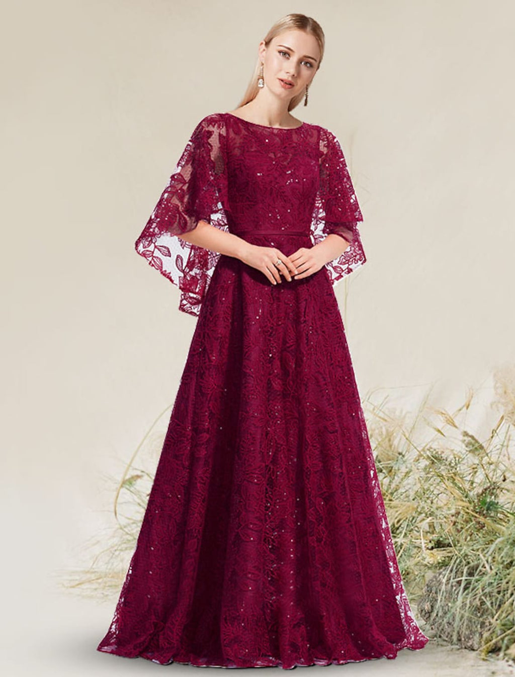 Wedding Evening Birthday Dress Short Sleeve Floor Length with Appliques
