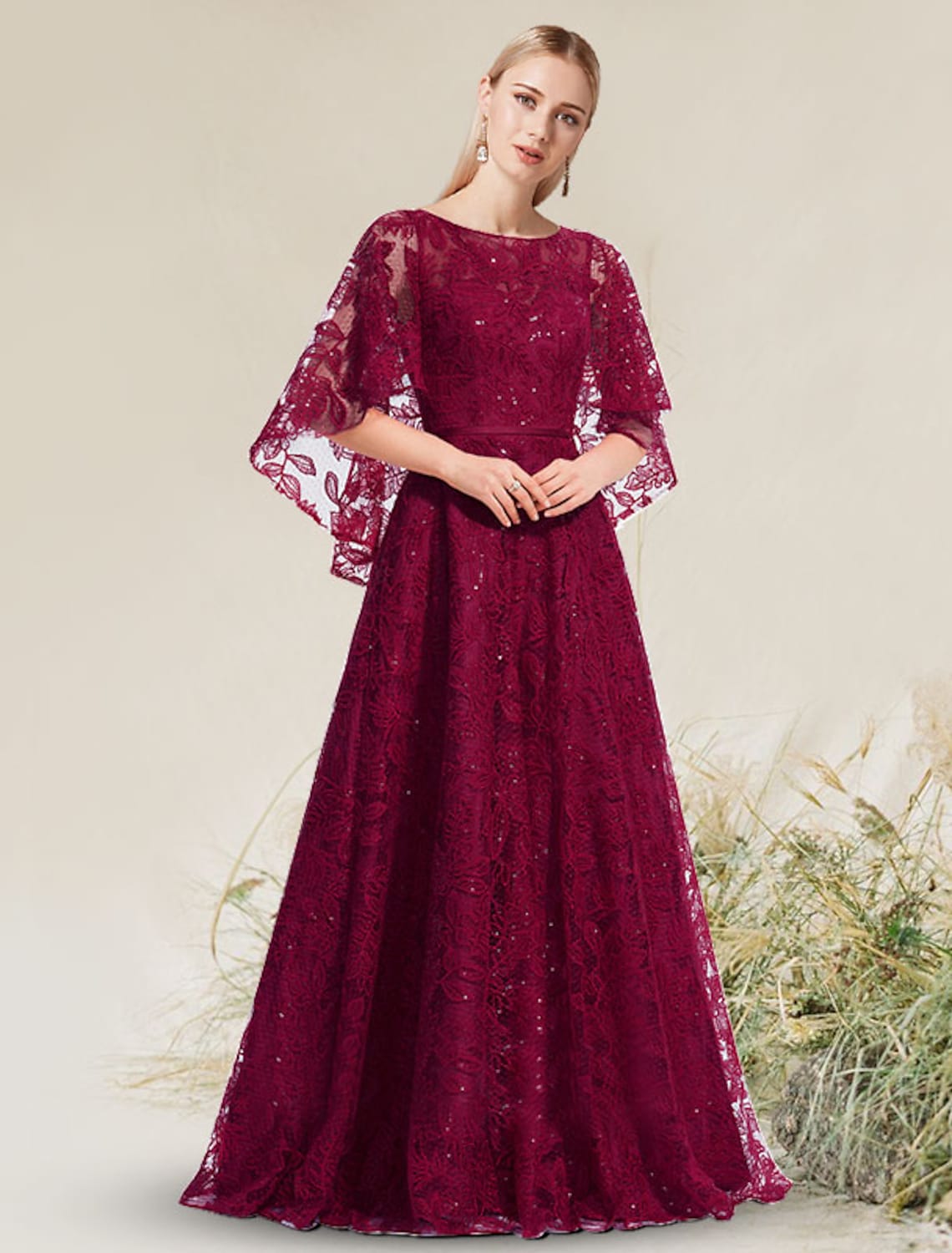 Wedding Evening Birthday Dress Short Sleeve Floor Length with Appliques