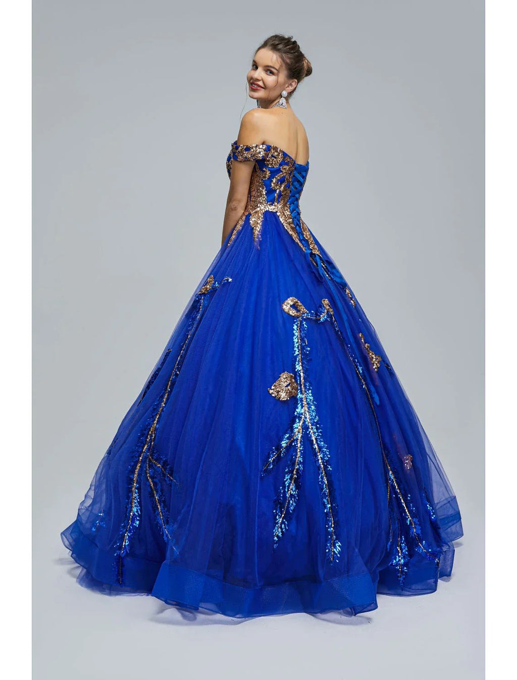 Ball Gown Prom Dresses Sparkle & Shine Dress Quinceanera Floor Length Sleeveless Off Shoulder