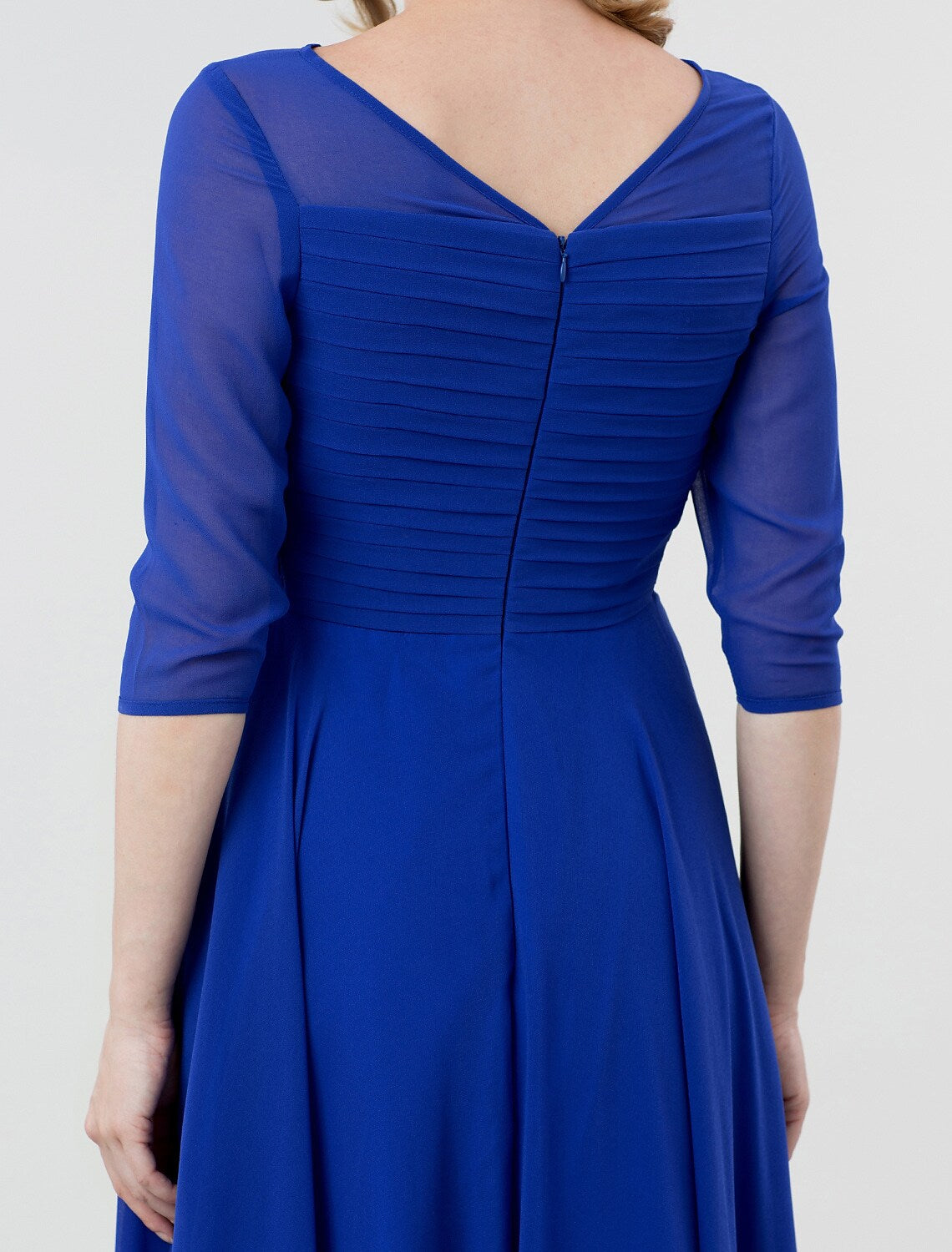Evening Party Dress Boat Neck Length Sleeve Length Ruched Crystal Brooch