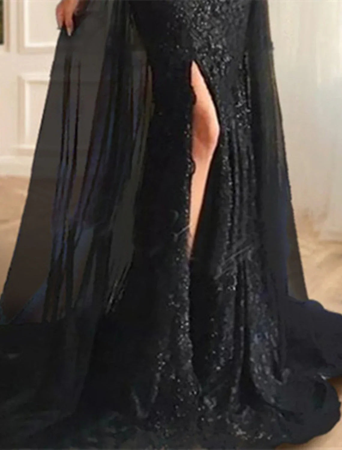 Mermaid Evening Gown Floral Carnival Dress Formal Wedding Sweep / Brush Train Long Sleeve Off Shoulder Fall Wedding Reception with Slit Appliques