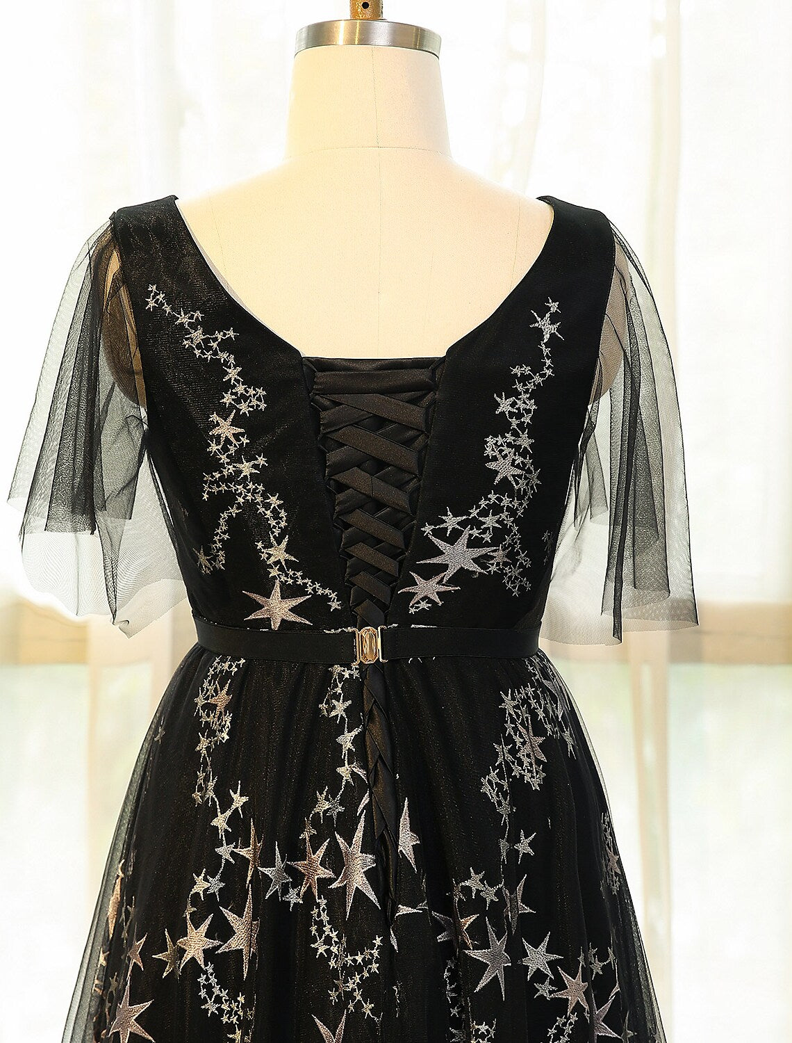 Plus Size Prom Formal Evening Dress V Neck Half Sleeve Floor Length with Sash Ribbon Pleats