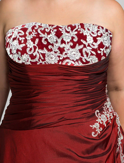 Elegant Red Ball-Gown Strapless Sleeveless Classic-Back Floor-Length Prom Dress