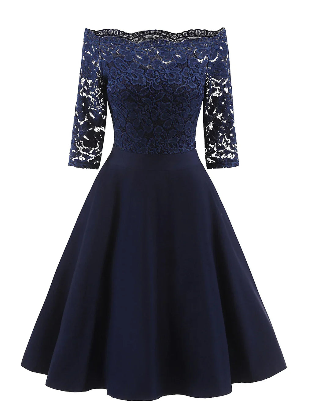 Cocktail Dresses Vintage Dress Graduation Party Wear Knee Length 3/4 Length Sleeve Off Shoulder