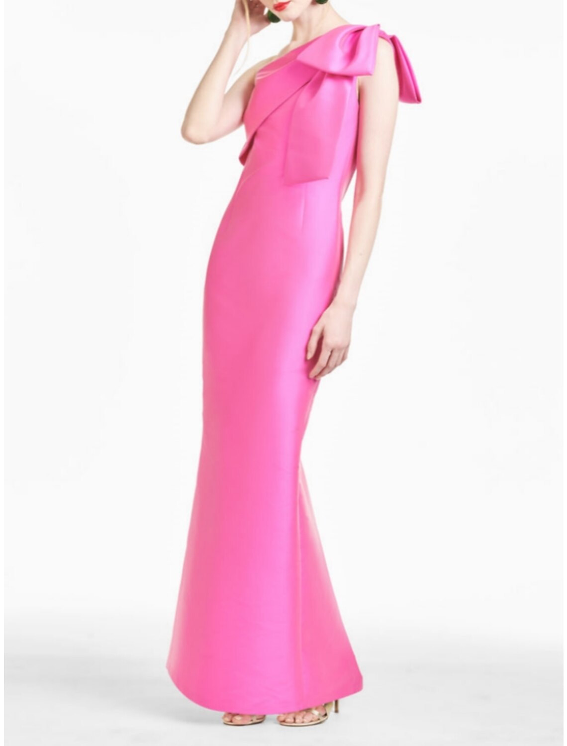 Sheath / Column Evening Gown Elegant Dress Formal Ankle Length Sleeveless One Shoulder with Bow(s) Slit