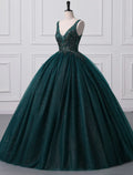 Sparkle Shine Dress Quinceanera Floor Length Sleeveless V Neck with Appliques