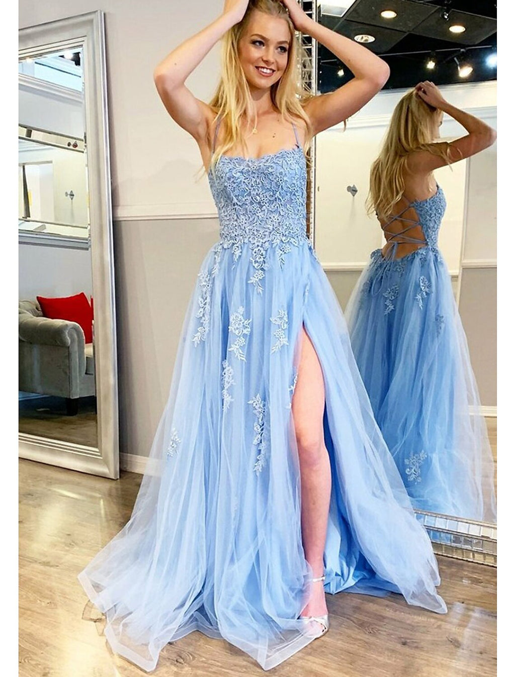 Puffy Dress Formal Floor Length Sleeveless Sweetheart Backless with Appliques