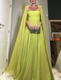 Evening Gown Elegant Dress Formal Wedding Guest Floor Length Sleeveless Strapless Capes with Ruched