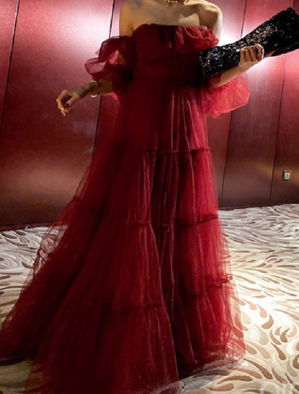 Ball Gown Elegant Princess Quinceanera Formal Evening Dress Off Shoulder Long Sleeve Floor Length