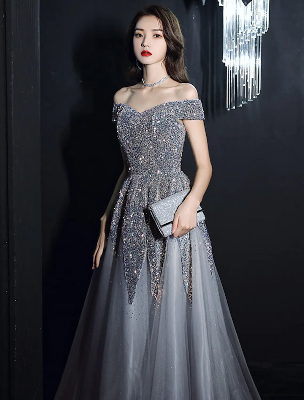 Formal Floor Length Short Sleeve Off Shoulder