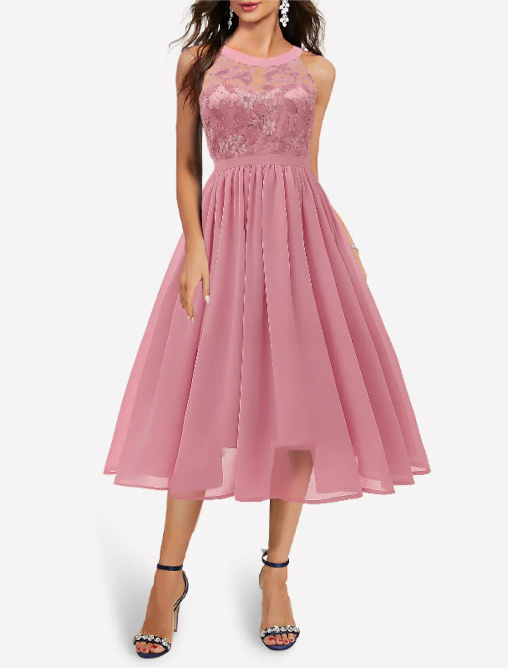 Cocktail Dresses Vintage Dress Graduation Party Wear Knee Length Sleeveless Jewel Neck