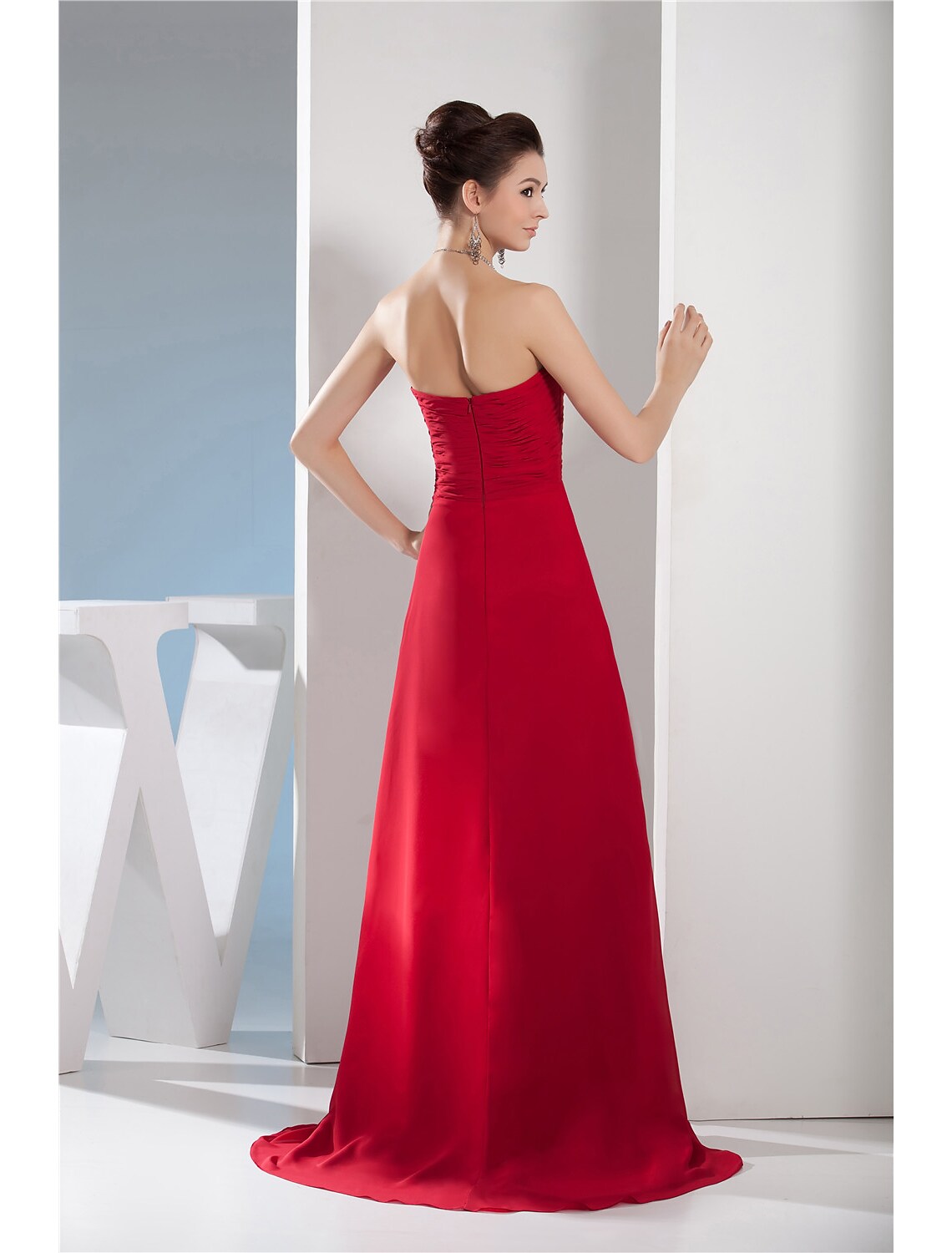 Evening Gown Elegant Dress Formal Sleeveless Ruched Beading