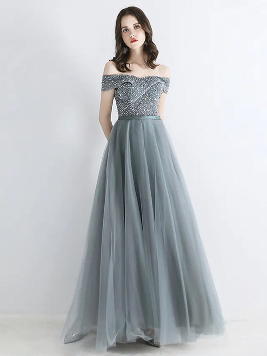 Elegant Red A-Line Classic-Neck Short-Sleeve Classic-Back Floor-Length Prom Dress