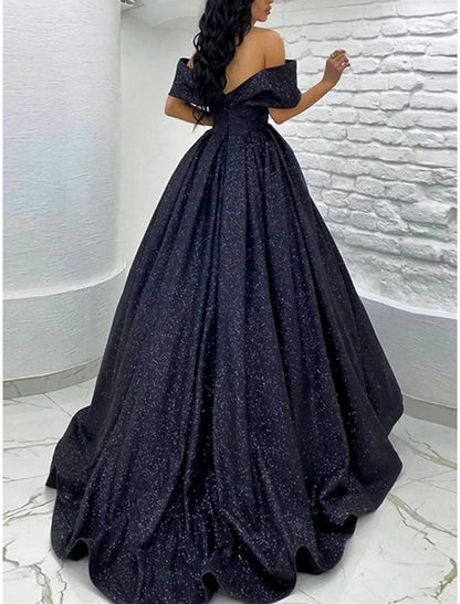 Elegant Black Sequin A-Line Classic-Neck Short-Sleeve Classic-Back Mini-Length Prom Dress