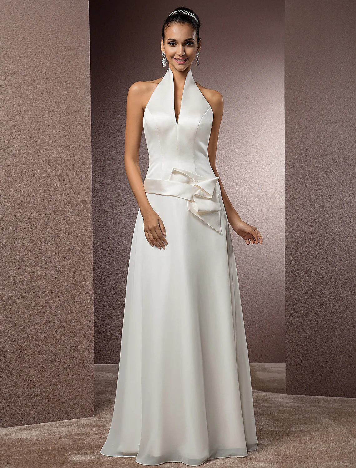 Open Back Wedding Dresses Floor Length Regular Straps With Sash