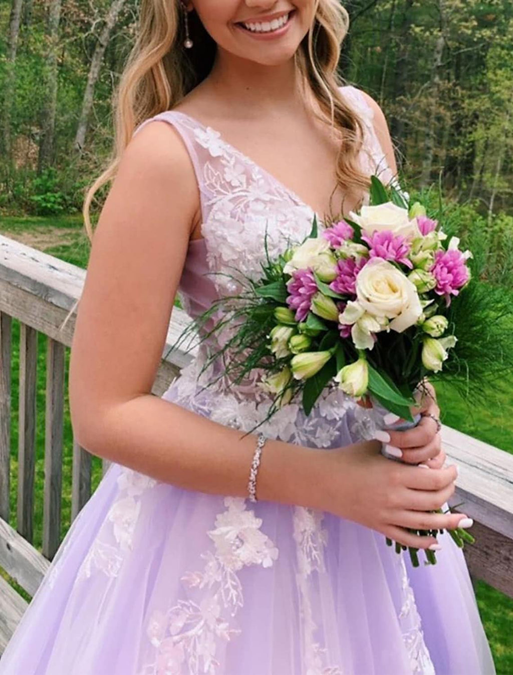 Ball Gown A-Line Prom Dresses Color Block Dress Formal Floor Length Sleeveless V Neck BacklessBack