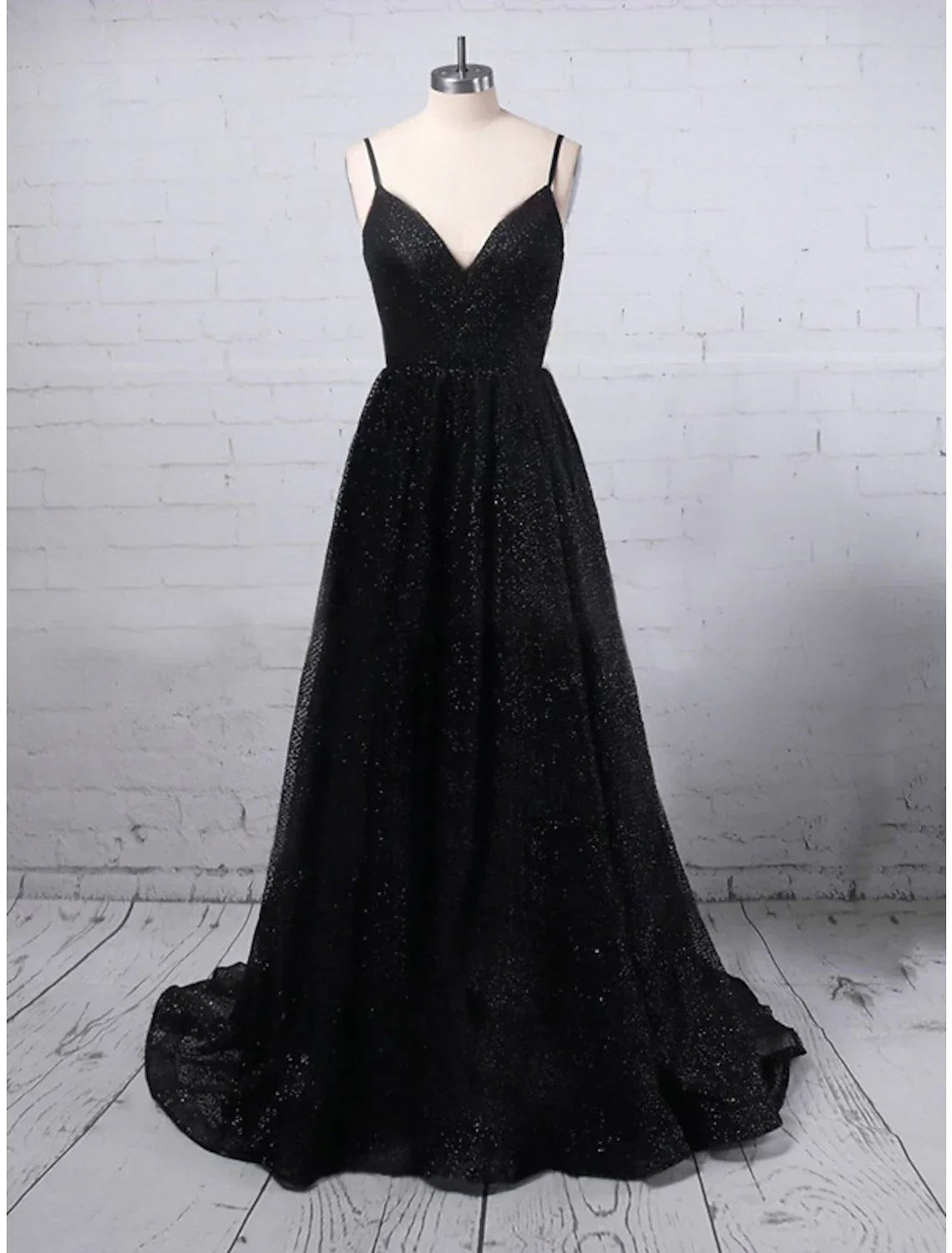 Glittering Dress Party Wear Floor Length Sleeveless V Neck with Slit