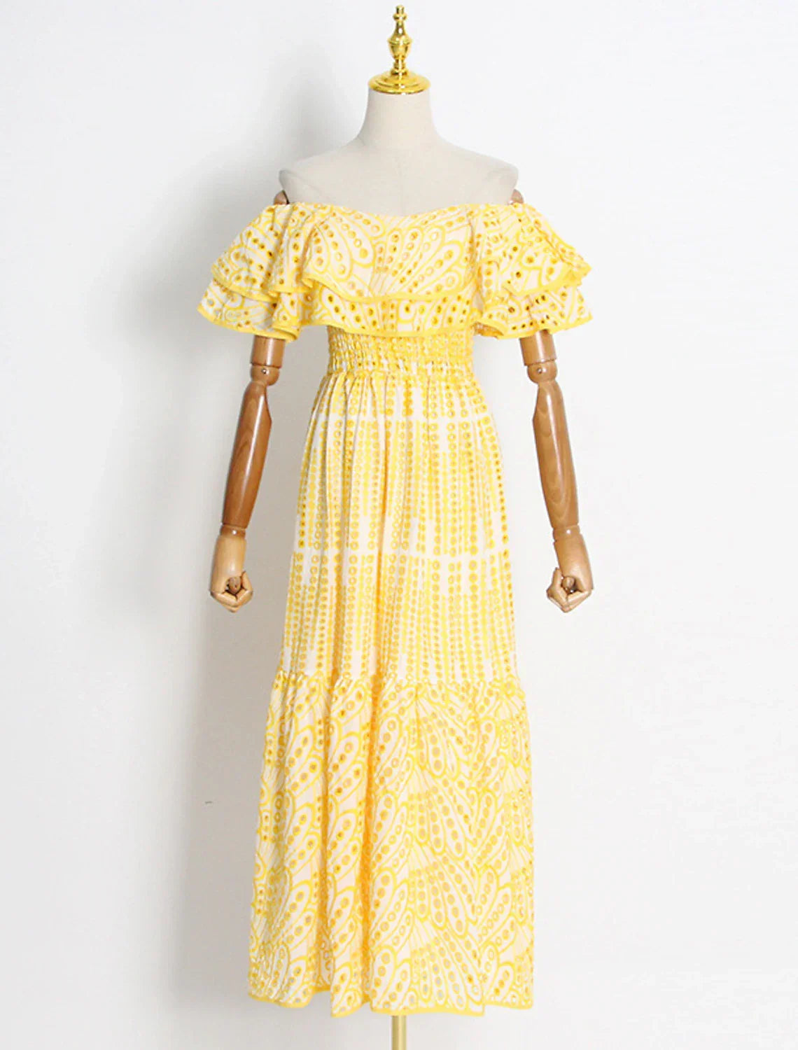 Wedding Guest Dresses Casual Dress Holiday Summer Ankle Length Short Sleeve Off Shoulder with Ruffles Embroidery