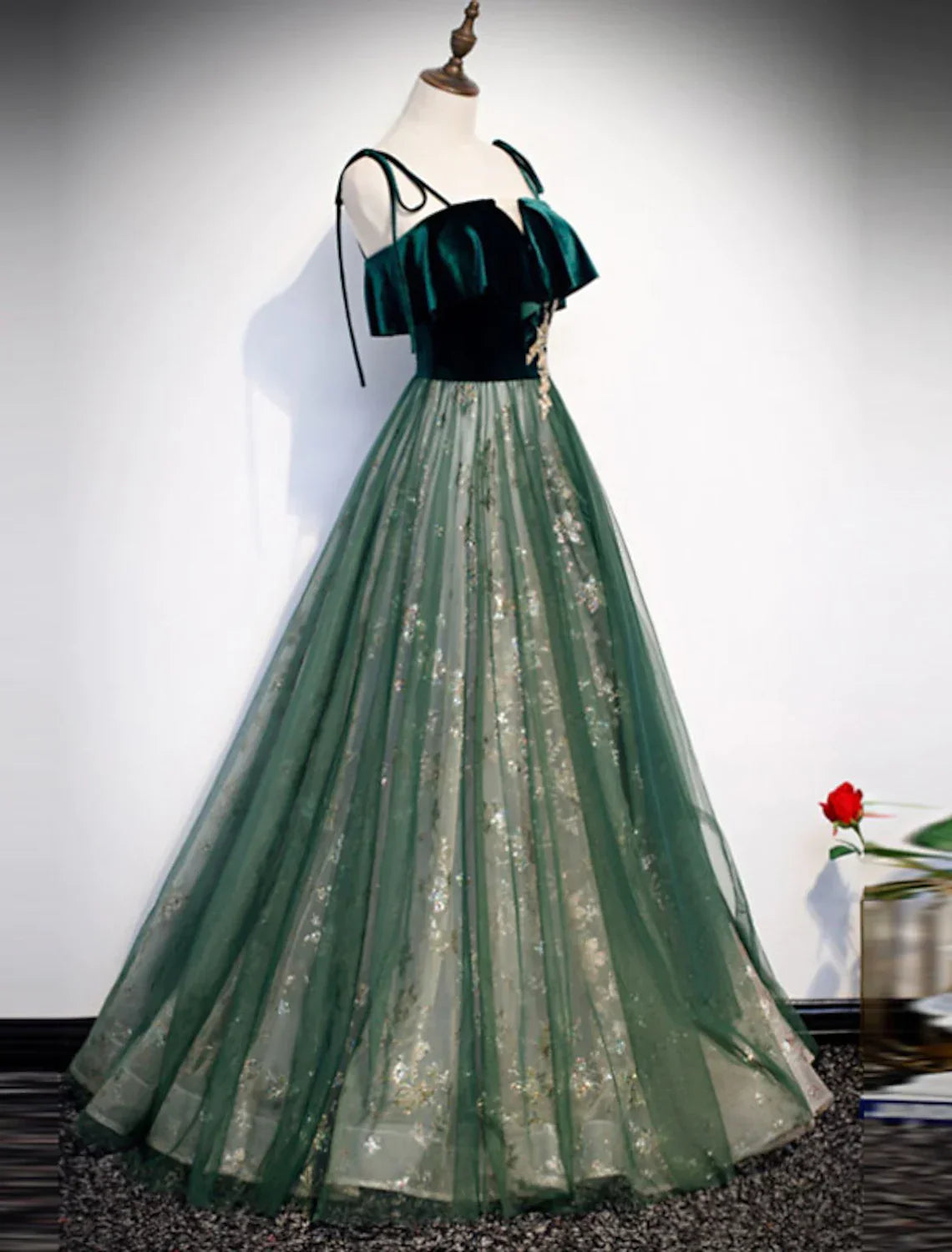 Glittering Engagement Formal Evening Dress Strap Sleeveless Floor Length