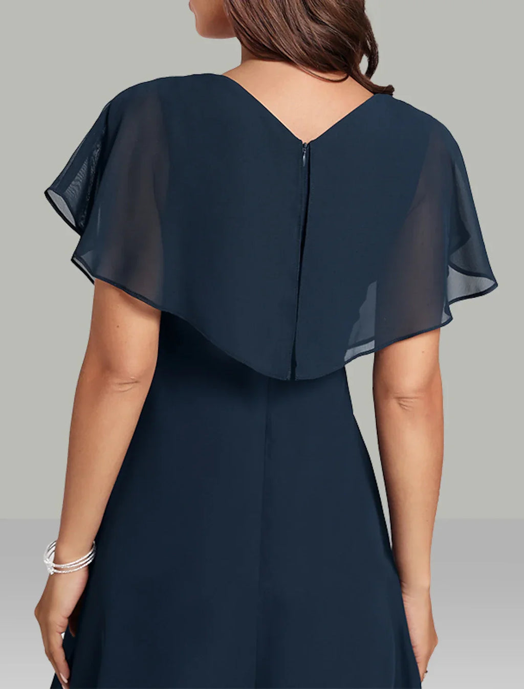 Wedding Guest Dresses Elegant Dress Semi Formal Tea Length Short Sleeve V Neck Belt / Sash with Beading
