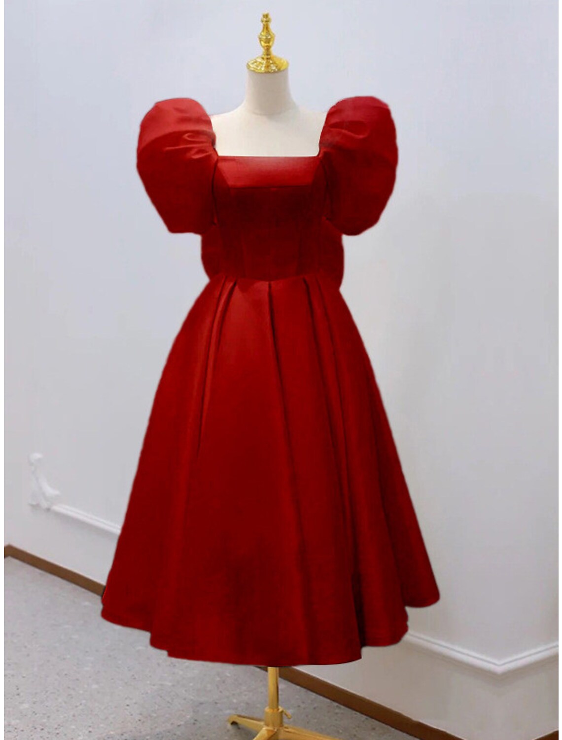 White Bridal Little Dresses Wedding Dresses Knee Length A-Line Short Sleeve Square Neck With Bow