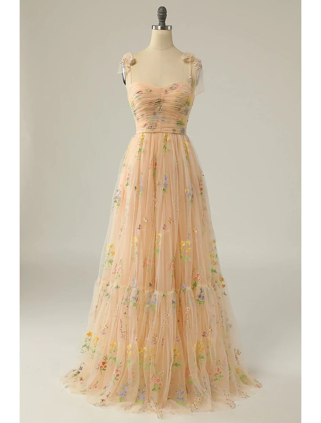 Floral Dress Formal Floor Length Sleeveless Sweetheart Backless with Pleats