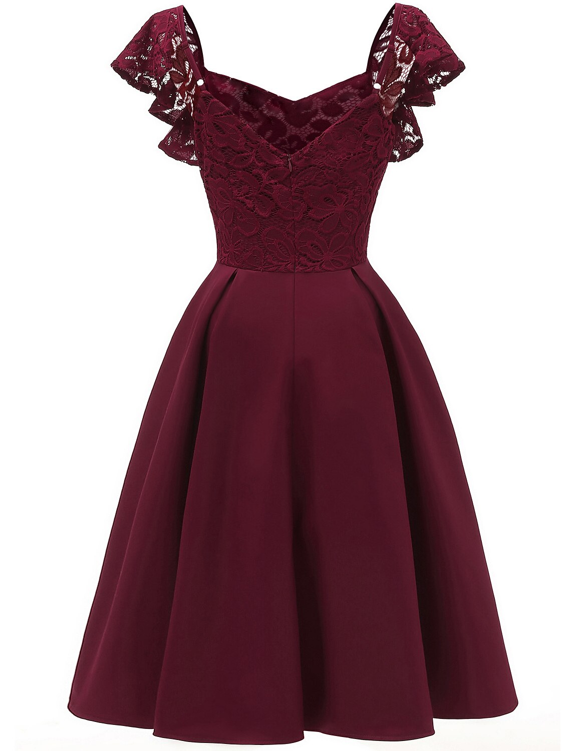 Cocktail Dresses Vintage Dress Party Wear Wedding Guest Knee Length Short Sleeve V Neck Spandex