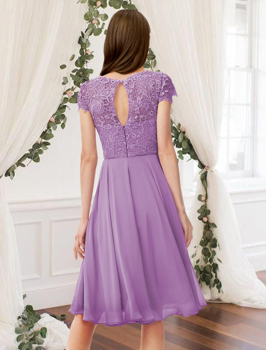 Bridesmaid Dress Sleeveless Elegant Knee Length with Pleats