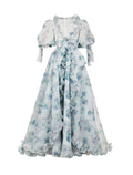 Floral Dress Party Wear Asymmetrical Half Sleeve V Neck with Print Bow(s)