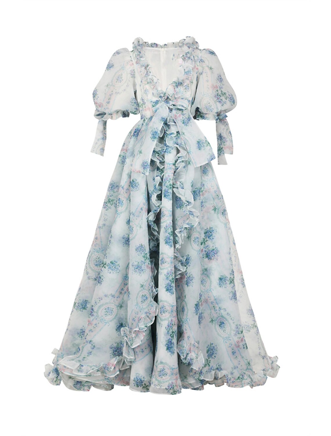 Floral Dress Party Wear Asymmetrical Half Sleeve V Neck with Print Bow(s)