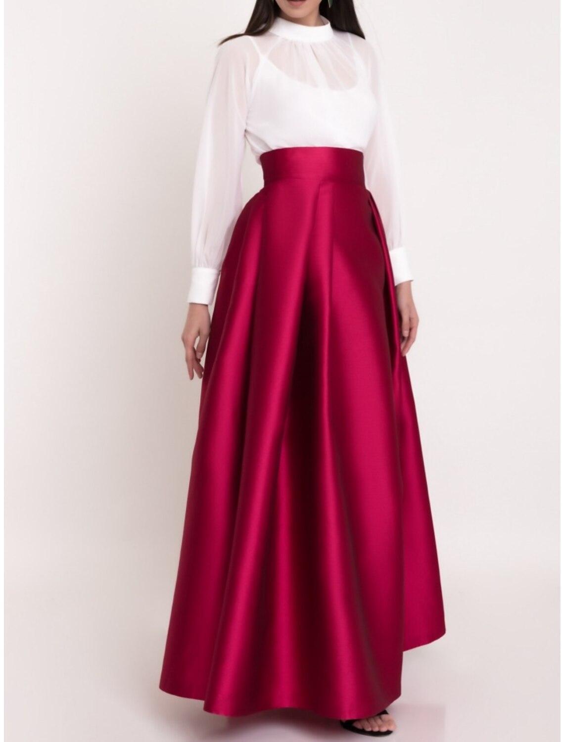 Mother of the Bride Dress Wedding Guest Elegant Jewel Neck Ankle Length Long Sleeve with Ruching