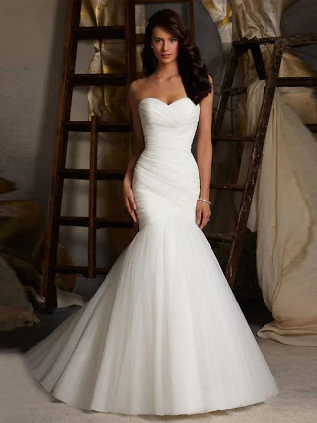 Engagement Formal Wedding Dresses Strapless Ruched