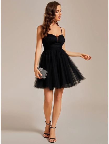 Elegant Red A-Line Classic-Neck Sleeveless Classic-Back Mini-Length Homecoming Dress