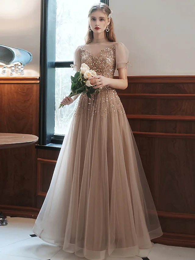 Engagement Floor Length Sleeveless High Neck with Bow(s) Beading