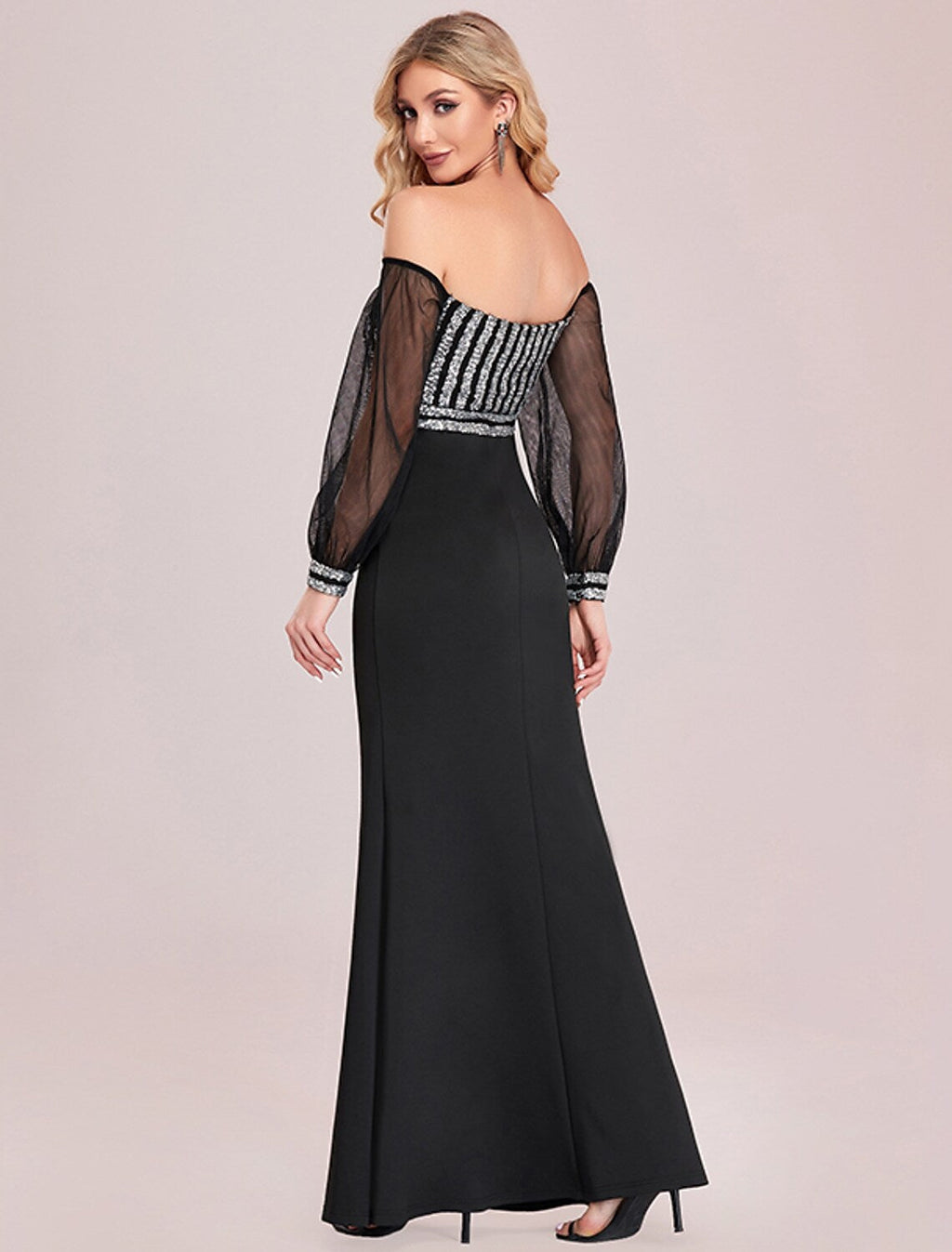Sexy Formal Evening Dress Off Shoulder Long Sleeve Floor Length