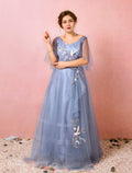 Chinese Style Dress Prom Floor Length Half Sleeve V Neck with Ruched Embroidery