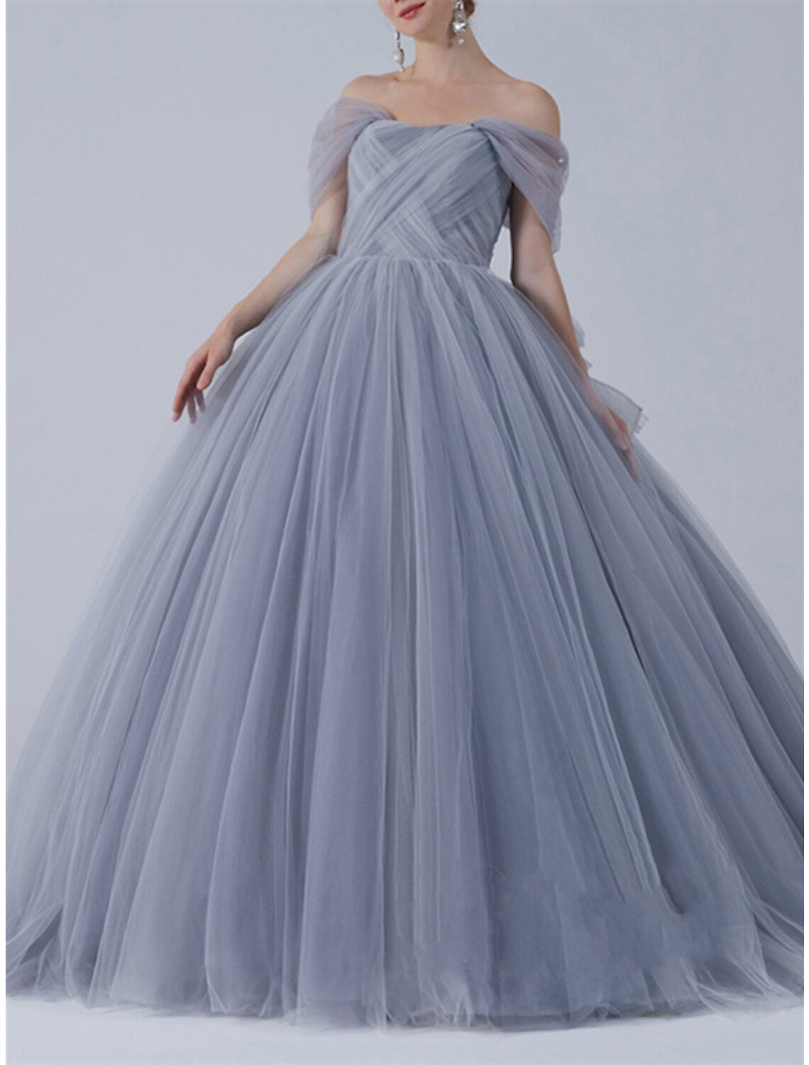 Ball Gown Prom Dresses Luxurious Dress Quinceanera Prom Sweep / Brush Train Short Sleeve Off Shoulder with Bow(s) Pleats