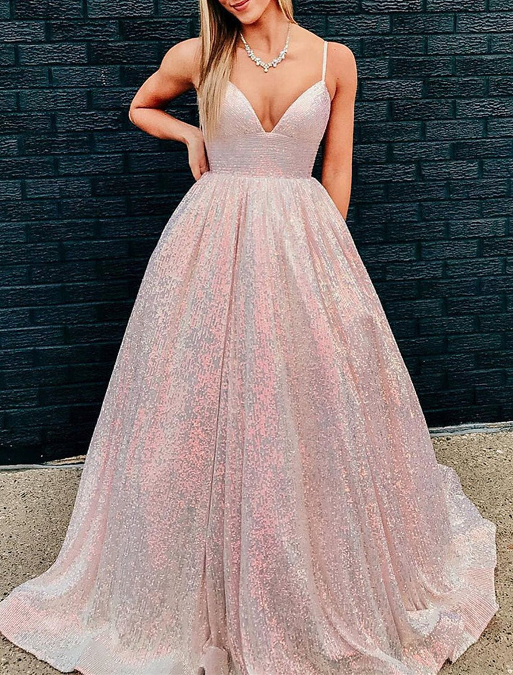 Sparkle & Shine Dress Party Wear Wedding Guest Floor Length Sleeveless Spaghetti Strap with Glitter