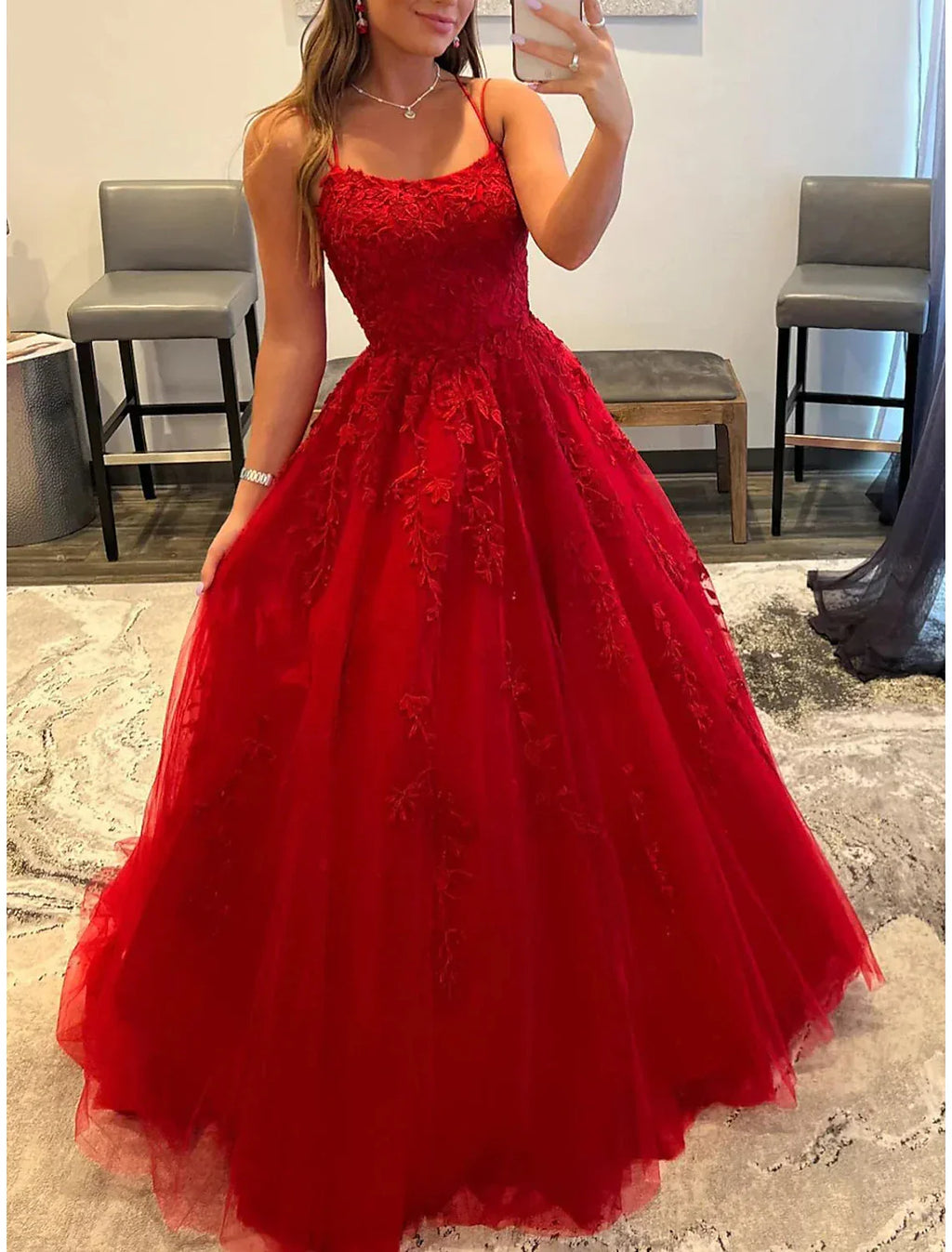 Backless Dress Wedding Guest Evening Party Floor Length Sleeveless Spaghetti Strap Royal Style Backless with Crystals Appliques