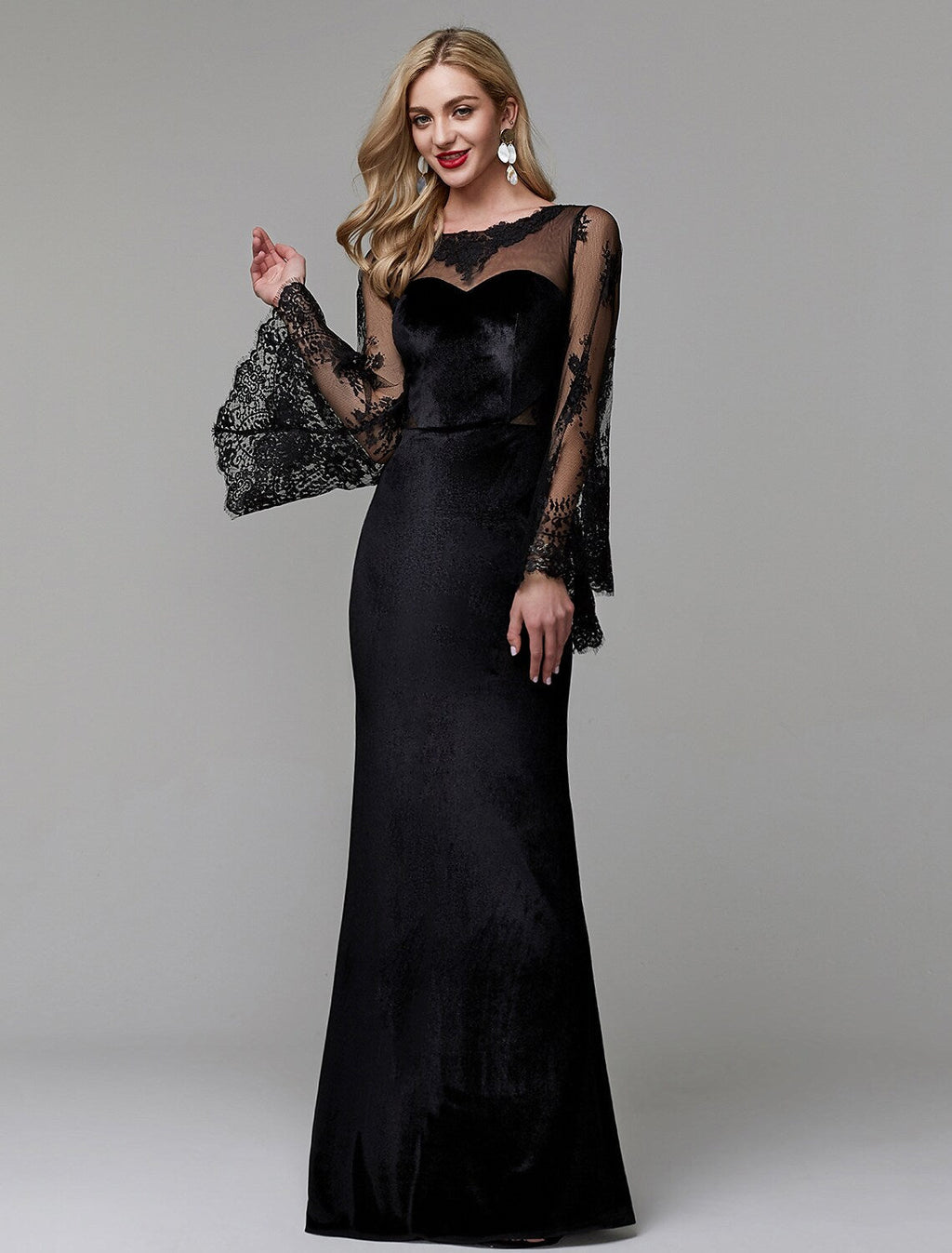 Wedding Guest Floor Length Long Sleeve