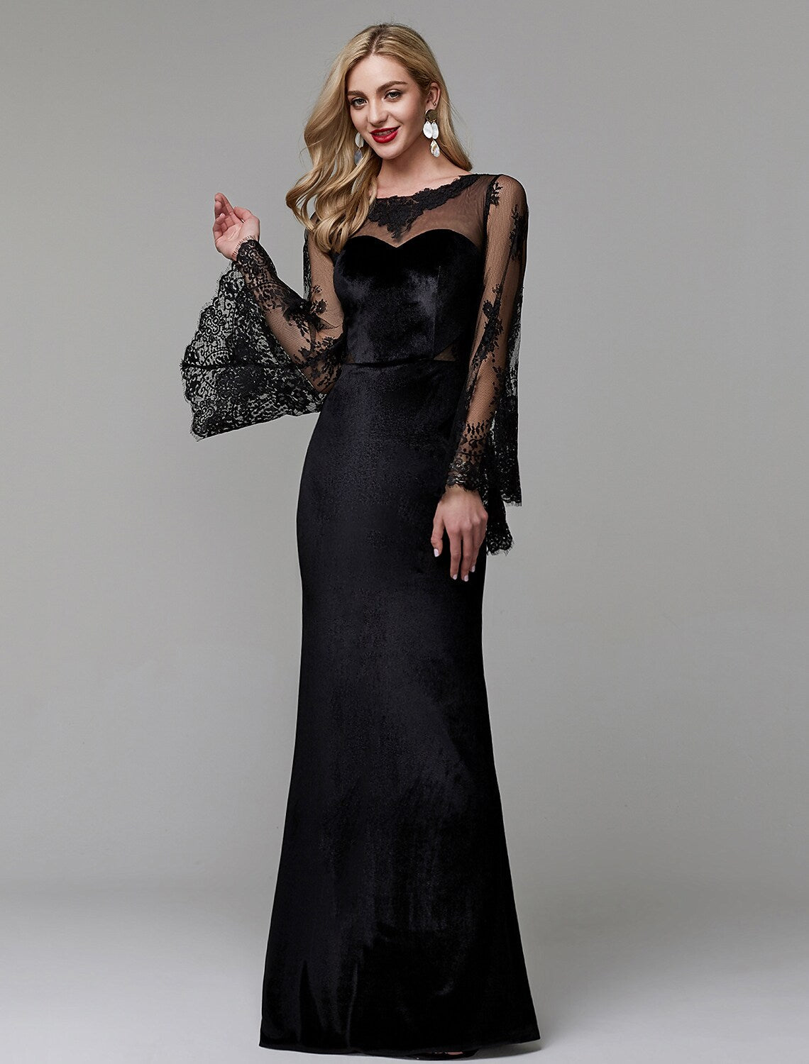 Wedding Guest Floor Length Long Sleeve