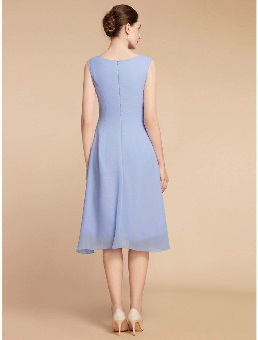 Two Piece Sheath / Column Mother of the Bride Dress Wedding Guest Elegant Petite Scoop Neck Knee Length Half Sleeve with Ruching Solid Color