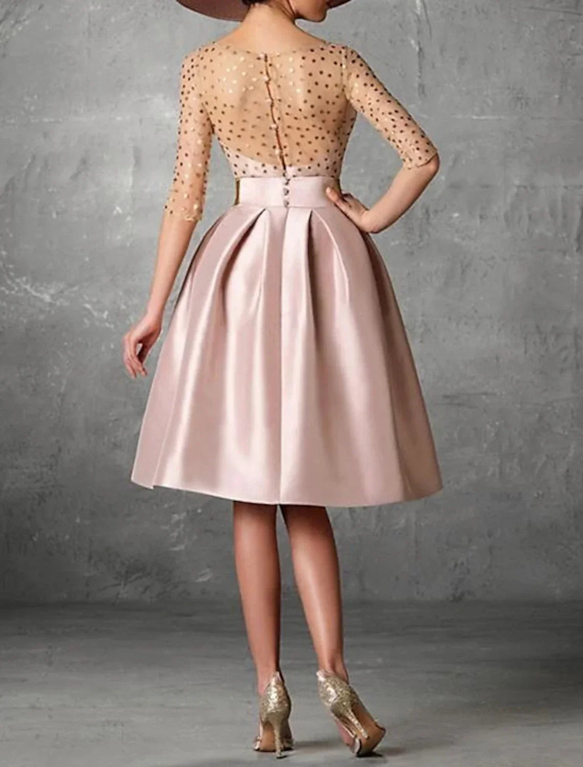 Cocktail Dresses Elegant Dress Wedding Guest Kentucky Derby Knee Length Half Sleeve Jewel Neck Pocket with Buttons Pocket