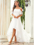 White Bridal Little Dresses Asymmetrical A-Line Off Shoulder