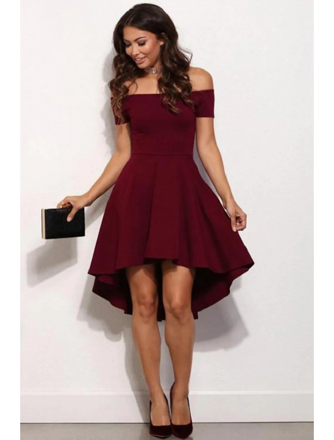 Homecoming Party Wear Dress Off Shoulder Short Sleeve Mini